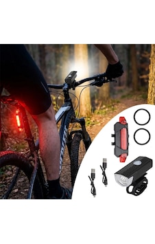 Bisiklet Işık Seti Usb Şarjlı Led Ön Far + Arka Stop Lambası, S Çok Renkli