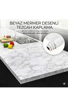 Beyaz Mermer Desenli Yapışkanlı Tezgah Folyosu 3 Elx28669-e99a6