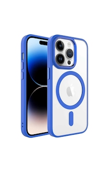Apple iPhone Uyumlu 14 Pro Kılıf Wireless Şarj Özellikli Zore Krom M-safe Silikon Kapak Mavi Apple iPhone Uyumlu 14 Pro Kılıf Wireless Şarj Özellikli Zore Krom M-safe Silikon Kapak Mavi