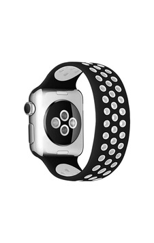 Apple Watch Uyumlu 38mm Ayarlı Delikli Silikon Kordon - Siyah-beyaz Apple Watch Uyumlu 38mm Ayarlı Delikli Silikon Kordon - Siyah-beyaz