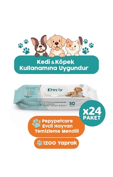 Pepy Kedi Ve Köpek Kullanımına Uygun Evcil Hayvan Temizleme Mendili 24 Paket 1200 Adet Pepy Kedi Ve Köpek Kullanımına Uygun Evcil Hayvan Temizleme Mendili 24 Paket 1200 Adet