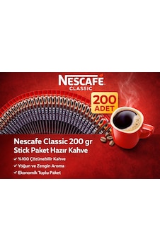 Kahve Classic 2 Gr Stick Hazır Kahve 200 Adet %100 Çözünebilir Yoğun Aromalı Ekonomik Paket Kahve Classic 2 Gr Stick Hazır Kahve 200 Adet %100 Çözünebilir Yoğun Aromalı Ekonomik Paket