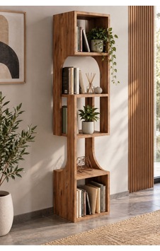 Sulorahome 5 Katlı Modern Ahşap Dekoratif Kitaplık Ve Raf Ünitesi