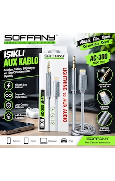 Soffany Ac-300 Işıklı Hasır Örgü Lightning Aux Kablosu 1 Metre - Lisinya Soffany Ac-300 Işıklı Hasır Örgü Lightning Aux Kablosu 1 Metre - Lisinya