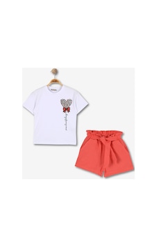 Alglıfe Kız Çocuk Şortlu Takım - Beli Lastikli Kuşaklı %100 Pamuk Nar Çiçeği Alglıfe Kız Çocuk Şortlu Takım - Beli Lastikli Kuşaklı %100 Pamuk Nar Çiçeği