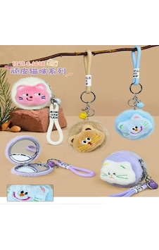 Peluş Cep Aynası Çok Renkli