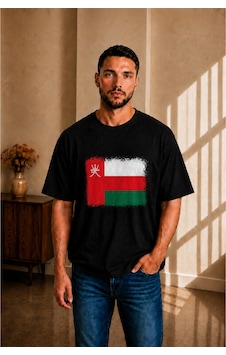 Sngl Tekstil Erkek Oversize Umman Bayrak Baskılı Kısa Kollu Tişört S M L Xl 2xl Siyah Sngl Tekstil Erkek Oversize Umman Bayrak Baskılı Kısa Kollu Tişört S M L Xl 2xl Siyah