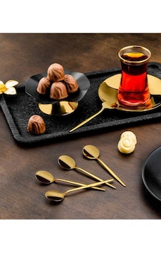 Özlife Duru Titenyum Gold Çay Kaşık - 6 Lı Çay Kaşığı Özlife Duru Titenyum Gold Çay Kaşık - 6 Lı Çay Kaşığı