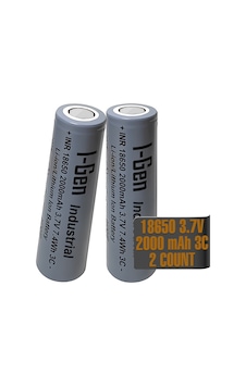 I-gen Industrial E001 Inr 18650 3.7v 2000 Mah 3c 7.4wh Li-ıon Şarjlı Pil Düz Başlı Lityum Pil 2'li Paket I-gen Industrial E001 Inr 18650 3.7v 2000 Mah 3c 7.4wh Li-ıon Şarjlı Pil Düz Başlı Lityum Pil 2'li Paket