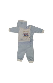 Neny Erkek Bebek Tulum Mavi Ayakkabı Resimli Çıtçıtlı Pamuklu 101 Şap Mavi