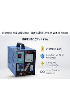 Otomatik Akü Şarj Cihazı Redresör 12 ve 24 Volt 25 Amper Otomatik Akü Şarj Cihazı Redresör 12 ve 24 Volt 25 Amper