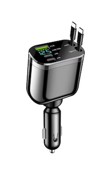 M4 5 In 1 Geri Çekilebilir Makaralı Araç Şarj Cihazı 75w Pd Type-c Hızlı Şarj Kablolu, 12v/24v Çakmak Soket Adaptörü Abs+pc Gövde