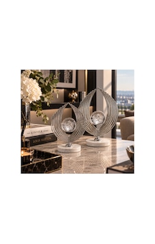 Sleep Nova Gümüş Kristal Küreli Yaprak Formlu Dekoratif Obje 2 Li Set Sleep Nova Gümüş Kristal Küreli Yaprak Formlu Dekoratif Obje 2 Li Set