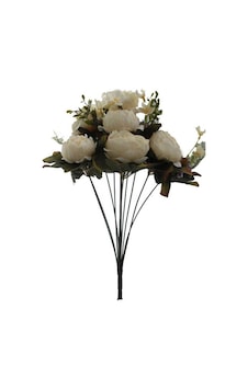 Yapay Çiçek Katmerli Gül Şakayık Erengül Büyük Boy Demet Krem 40C Yapay Çiçek Katmerli Gül Şakayık Erengül Büyük Boy Demet Krem 40C