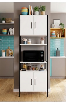 Fırın Dolabı Metal Ayaklı Beyaz 64 Cm Altın Fırın Dolabı Metal Ayaklı Beyaz 64 Cm Altın