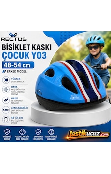 Rectus Çocuk Bisiklet Kaskı Y03 Mavi Erkek Model Beden 48-54 Cm Rectus Çocuk Bisiklet Kaskı Y03 Mavi Erkek Model Beden 48-54 Cm
