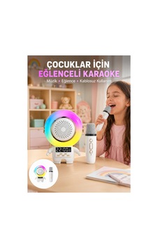 Renkli Işıklı Astronot Mini Bluetooth Speaker Ve Karaoke Mikrofon - Lisinya