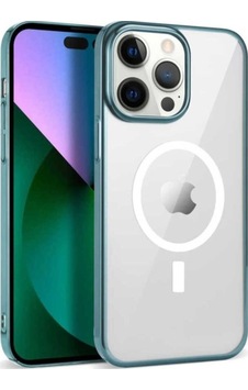 Apple Uyumlu iPhone 14 Pro Kılıf Zore Wireless Şarj Özellikli Pixel M-safe Kapak Sierra Mavi