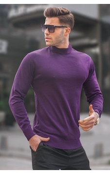 Madmext Mor Slim Fit Yarım Balıkçı Yaka Erkek Triko Kazak 6343 Madmext Mor Slim Fit Yarım Balıkçı Yaka Erkek Triko Kazak 6343