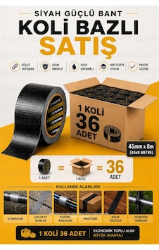 Siyah Güçlü Tamir Bandı 45mm X 8m Çok Amaçlı Su Geçirmez Tamir Bandı 36 Adet Siyah Güçlü Tamir Bandı 45mm X 8m Çok Amaçlı Su Geçirmez Tamir Bandı 36 Adet