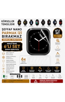 Garmin Fenix 8 51mm Uyumlu Şeffaf Parmak İzi Bırakmaz 6'lı Ultra Set Nano Hidrojel Darbe Emici Ekran Koruyucu Garmin Fenix 8 51mm Uyumlu Şeffaf Parmak İzi Bırakmaz 6'lı Ultra Set Nano Hidrojel Darbe Emici Ekran Koruyucu