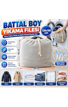En-cag Battal Boy 120x150 Cm Mont Ve Perde Yıkama Filesi Extra Büyük, Dayanıklı, Nefes Alabilir Çamaşır Koruma Torbası Bss Çok Renkli