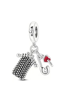Örgü Ve İğnesi Sallantılı Charm Gümüş Örgü Ve İğnesi Sallantılı Charm Gümüş