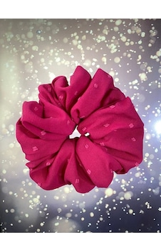 Mois Atelier Fuşya Pembe Kumaş Lastikli Kadın Simit Saç Tokası Bayramlık Fuşya