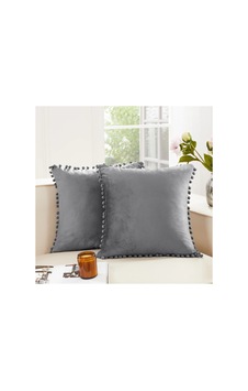 Ponponlu Dekoratif Kırlent Kılıfı 2 Adet 50x50 Cm Gri Ponponlu Dekoratif Kırlent Kılıfı 2 Adet 50x50 Cm Gri