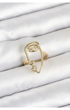 Pirinç Gold Renk Picasso Tarzı Tek Çizgi Yüz Model Kadın Yüzük Çok Renkli Pirinç Gold Renk Picasso Tarzı Tek Çizgi Yüz Model Kadın Yüzük Çok Renkli