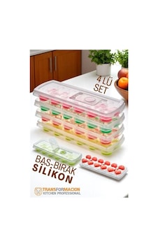Buz Kalıbı - Bas-bırak Kapaklı Silikon Buz Kalıbı 4 Lü Set 721815 Altın Buz Kalıbı - Bas-bırak Kapaklı Silikon Buz Kalıbı 4 Lü Set 721815 Altın