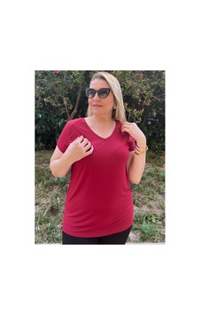 Gülmina Moda Kadın V Yaka Bluz - Bordo Gülmina Moda Kadın V Yaka Bluz - Bordo