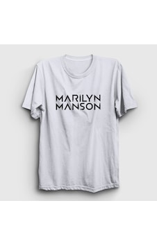 Presmono Unisex Logo Marilyn Manson T-shirt Beyaz Presmono Unisex Logo Marilyn Manson T-shirt Beyaz