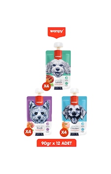 12li 3 Çeşit Karışık Lezzet Tavuk & Ördek & Kuzu & Sebzeli Taze Köpek Et Ezmesi 90 Gr. X 12 Adet 12li 3 Çeşit Karışık Lezzet Tavuk & Ördek & Kuzu & Sebzeli Taze Köpek Et Ezmesi 90 Gr. X 12 Adet