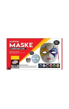 Karton Maske Boyama Seti - 6 Renk Boya + Fırça + Maske -Kumtoys Karton Maske Boyama Seti - 6 Renk Boya + Fırça + Maske -Kumtoys