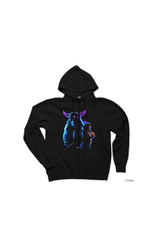 Clash Of Clans Büyücü Ve Pekka Siyah Fermuarlı Kapşonlu Sweatshirt Clash Of Clans Büyücü Ve Pekka Siyah Fermuarlı Kapşonlu Sweatshirt