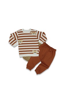 Bellamio Kids Çizgili Ayıcık Desenli Tarçın Erkek Bebek Takımı Tarçın Bellamio Kids Çizgili Ayıcık Desenli Tarçın Erkek Bebek Takımı Tarçın