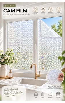 Deconitte Statik Cam Filmi 60x100cm 3d Diamond Elmas Desen Yapışkansız Dekoratif Pencere Kaplama Filmi, Kumlama Deconitte Statik Cam Filmi 60x100cm 3d Diamond Elmas Desen Yapışkansız Dekoratif Pencere Kaplama Filmi, Kumlama