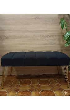 90x40 Cm Metal Ayaklı Puf Siyah