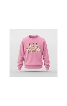 Ada Kostüm Tasarım Üç Balerin Baskılı Basic Sweatshirt Pembe Ada Kostüm Tasarım Üç Balerin Baskılı Basic Sweatshirt Pembe