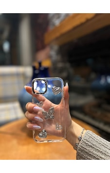 İphone 12 Pro Max Uyumlu Kalp Ve Kelebek Desenli Darbeye Karşı Dayanıklı Kılıf Plastıc Cover Gümüş İphone 12 Pro Max Uyumlu Kalp Ve Kelebek Desenli Darbeye Karşı Dayanıklı Kılıf Plastıc Cover Gümüş