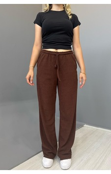 Cool Tarz Kadın Jakarlı Salaş Bağcıklı Pantolon - Kahverengi Kahverengi Cool Tarz Kadın Jakarlı Salaş Bağcıklı Pantolon - Kahverengi Kahverengi