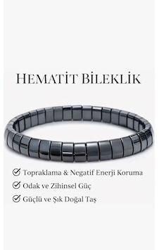 Morlisse Hematit Doğal Taş Bileklik, Enerji Bilekliği Gri Morlisse Hematit Doğal Taş Bileklik, Enerji Bilekliği Gri