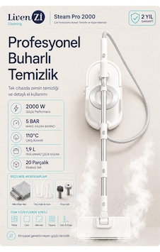 Livenzi Steam Pro 2000 Çok Fonksiyonlu Buharlı Temizlik & Hijyen Makinesi Beyaz