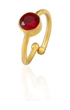 Kadir Jewellery 22 Ayar Altın Kaplama Zirkon Taşlı Ayarlanabilir Kadın Minimal Yüzük Kırmızı 13136769