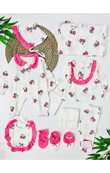 Alpbebe Bahrain Bears Organik Müslin 10 Parça Yenidoğan Set - Beyaz Beyaz