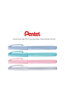 Pentel Brush Sign Pen Fırça Uçlu Kalem Pastel Renkler 4Lü Set 1 Pentel Brush Sign Pen Fırça Uçlu Kalem Pastel Renkler 4Lü Set 1