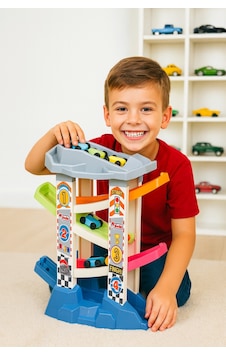 4 Katlı Turbo Hız Rampası Seti Mini Arabalı Dayanıklı Renkli Çocuk Oyun Rampası