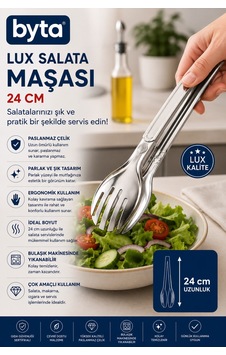 Lux 24 Cm Paslanmaz Çelik Salata Servis Maşası Ergonomik Mutfak Maşası Gri Lux 24 Cm Paslanmaz Çelik Salata Servis Maşası Ergonomik Mutfak Maşası Gri