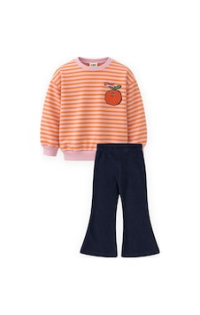 Cigit Kadife Taytlı Triko Sweatshirt Takım 1-6 Yaş Turuncu Çizgili Cigit Kadife Taytlı Triko Sweatshirt Takım 1-6 Yaş Turuncu Çizgili